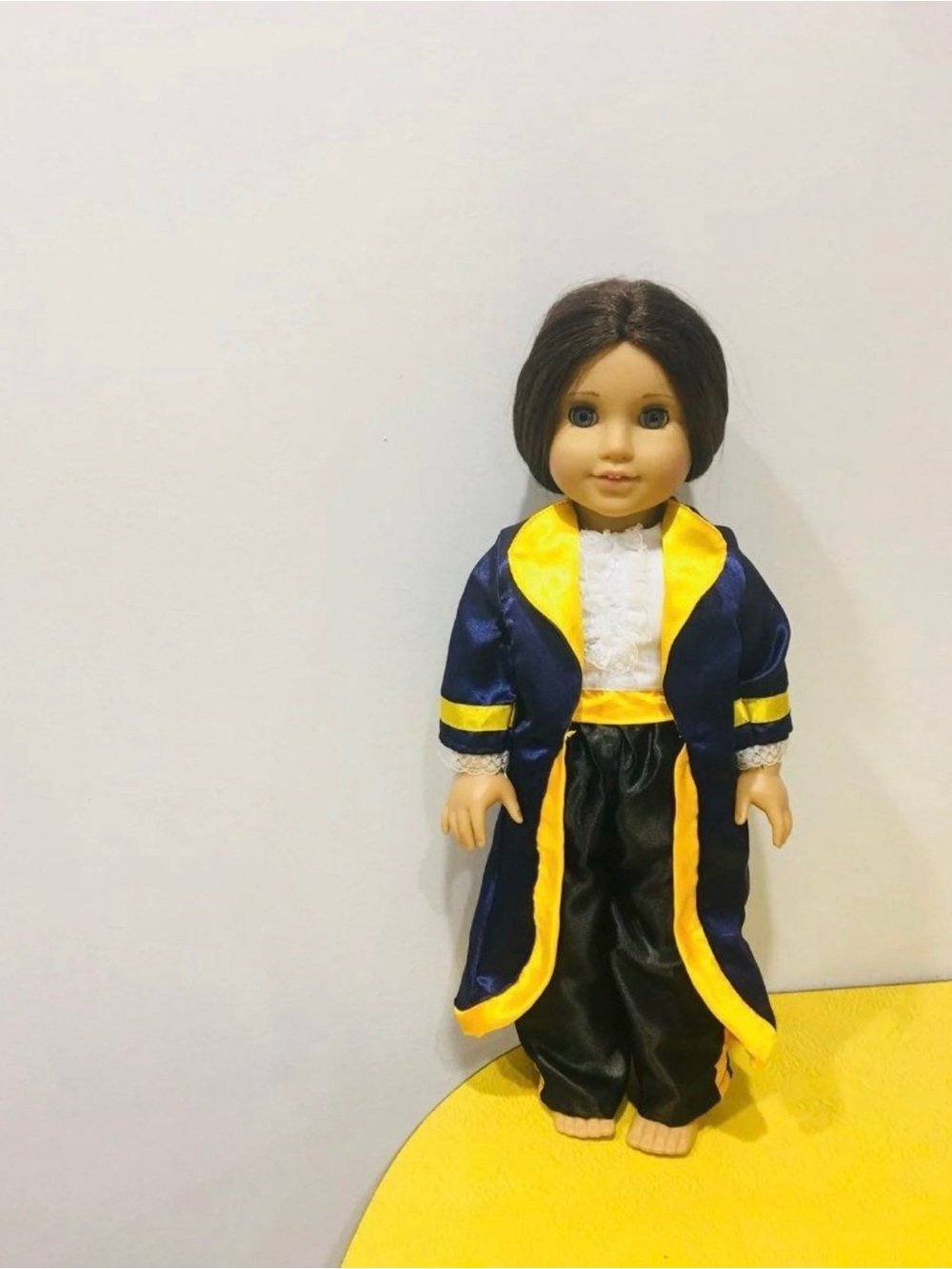 Navy and Yellow Doll Costume Outfit for American 18-Inch Girl Boy Dolls